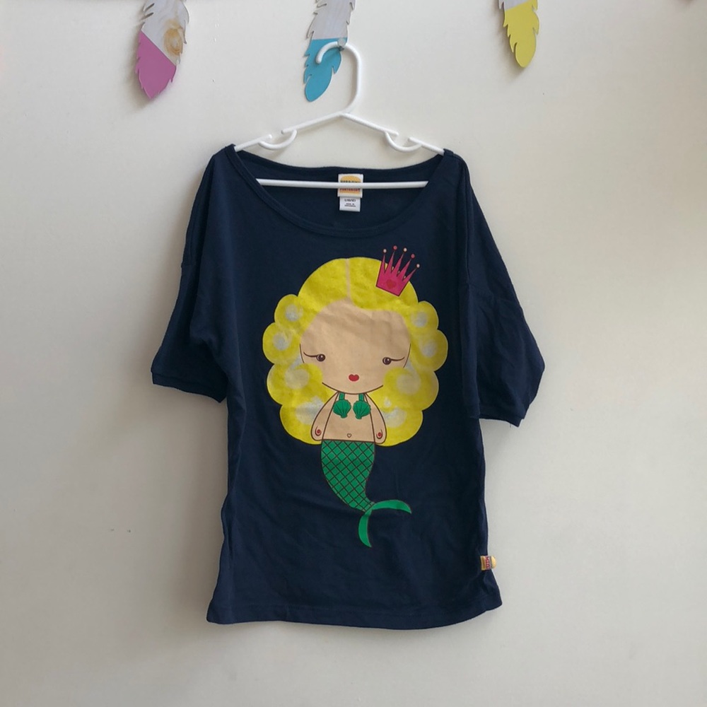 Navy Mermaid Graphic Kids Tee
